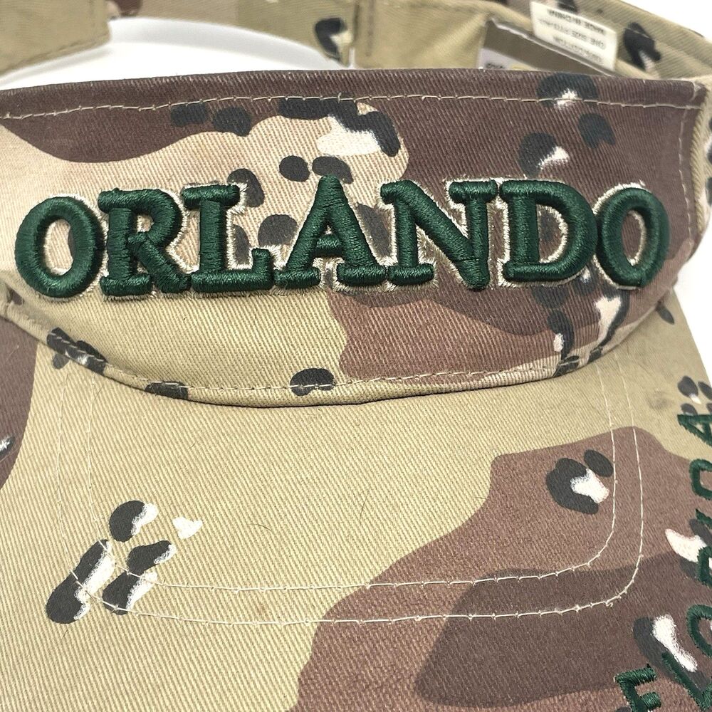 Orlando Florida Brown Camo Visor - Desert Camouflage Unisex Adjustable Sun Hat - Picture 10 of 11